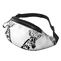 Black And White Giraffe Printed Fanny Pack For Men Women,Crossbody Waist Bag Pack,Belt Bag With Adjustable Strap For Travel Sports