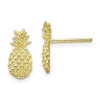 10k Gold Polished and Textured Pineapple Post Earrings Measures 12x5.66mm Wide Jewelry Gifts for Women