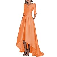 A-Line Elegant Wedding Guest Dress V Neck Tea Length 3/4 Length Sleeve Formal Dress with Pleats 2024