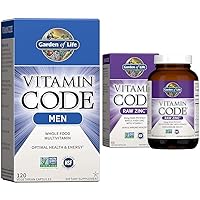 Garden of Life Vitamin Code Whole Food Multivitamin for Men & Zinc Supplements 30mg High Potency Raw Zinc and Vitamin C