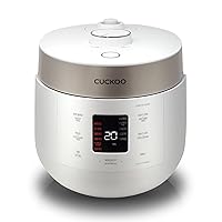 CUCKOO HP Twin Pressure Rice Cooker 16 Menu Options: White, GABA, Veggie, Porridge, & More, Fuzzy Logic Tech, Energy Saving, 10 Cups / 2.5 Qts. (Uncooked) CRP-ST1009F White, Stainless Steel Feature