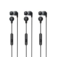 Skullcandy Ink'd+ in-Ear Wired Earbuds, Microphone, Works with Bluetooth Devices and Computers - Black 3-Pack
