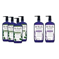 Body Wash with Pure Epsom Salt, Relax & Relief with Eucalyptus & Spearmint & Body Wash with Pure Epsom Salt, Soothe & Sleep with Lavender, 24 fl oz (Pack of 2) (Packaging May Vary)