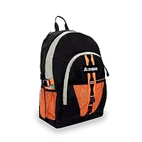Everest Luggage Backpack with Dual Mesh Pocket, Orange/Gray/Black, Orange/Gray/Black, One Size
