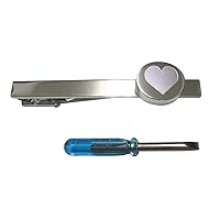 Silver Toned Etched in Loving Memory Heart Oval Container Tie Clip