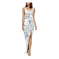 Adrianna Papell Womens Floral Gown Dress, Blue, 14