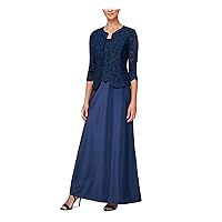 Alex Evenings Women's Two Piece Dress with Lace Jacket (Petite and Regular Sizes)