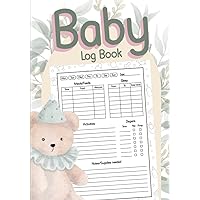 Baby Log Book: Daily Tracker for Babies, Toddlers, Infants (Meals, Sleep, Diapers, Activities, Supplies, Notes)