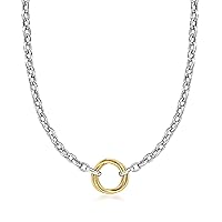Ross-Simons Sterling Silver and 14kt Yellow Gold Multi-Circle Rolo-Chain Necklace