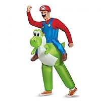 MyPartyShirt Mario Riding Yoshi Inflatable Adult Super Mario Bros Nintendo Green Costume