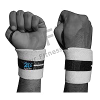2fit Weight Lifting Training Wrist Wraps for Support White Black