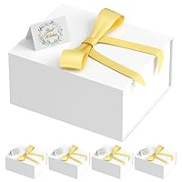 5 Gift Box, 9x7x4 inch White Gift Box with Magnetic Lid for Presents Contains Card, Ribbon, Collapsible Small Gift Box for Bridesmaid Proposal, Wedding, Birthdays, Mother Day, Christmas