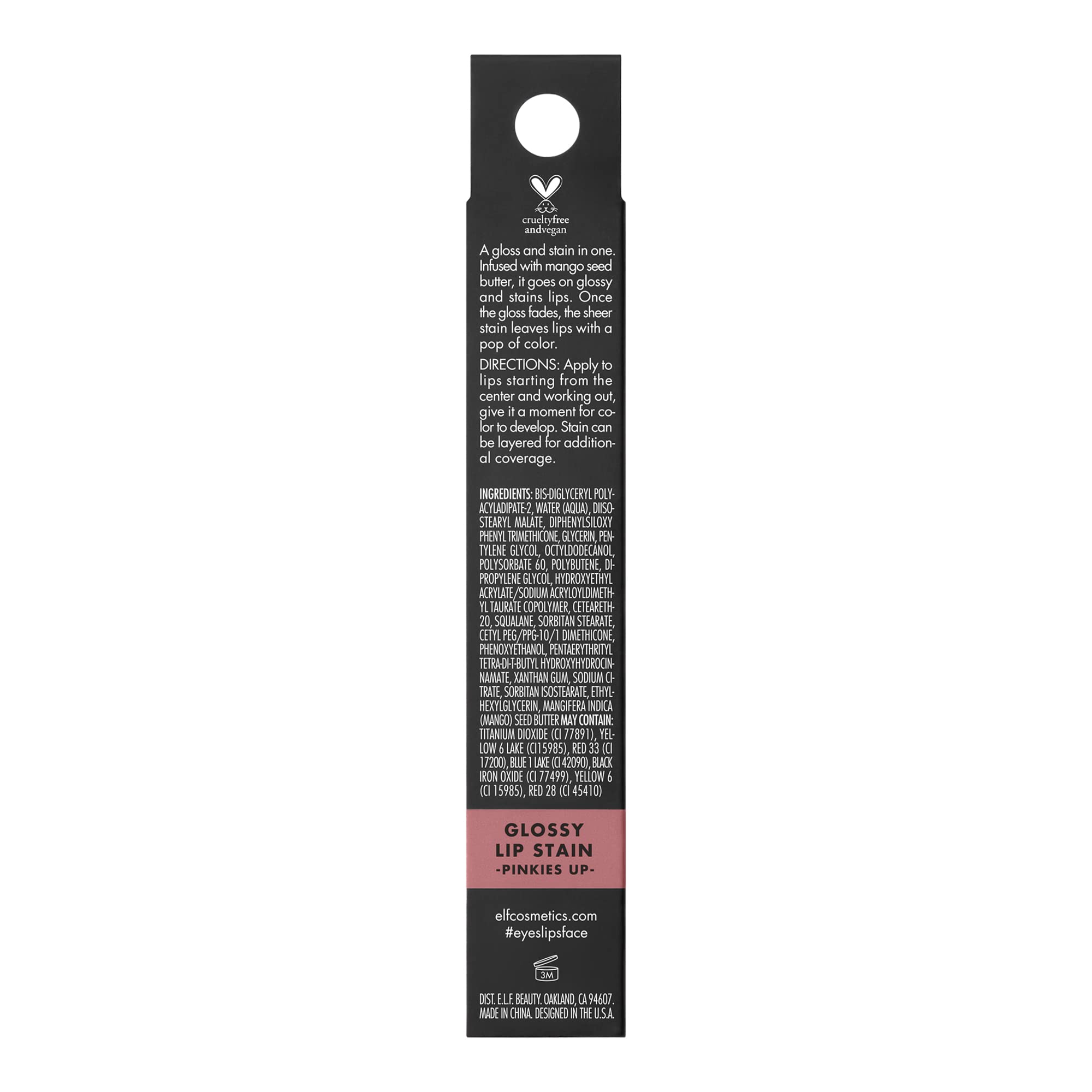 e.l.f. Cosmetics Glossy Lip Stain, Lightweight, Long-Wear Lip Stain For A Sheer Pop Of Color & Subtle Gloss Effect, Pinkies Up, 0.10 Ounce (Pack of 1)