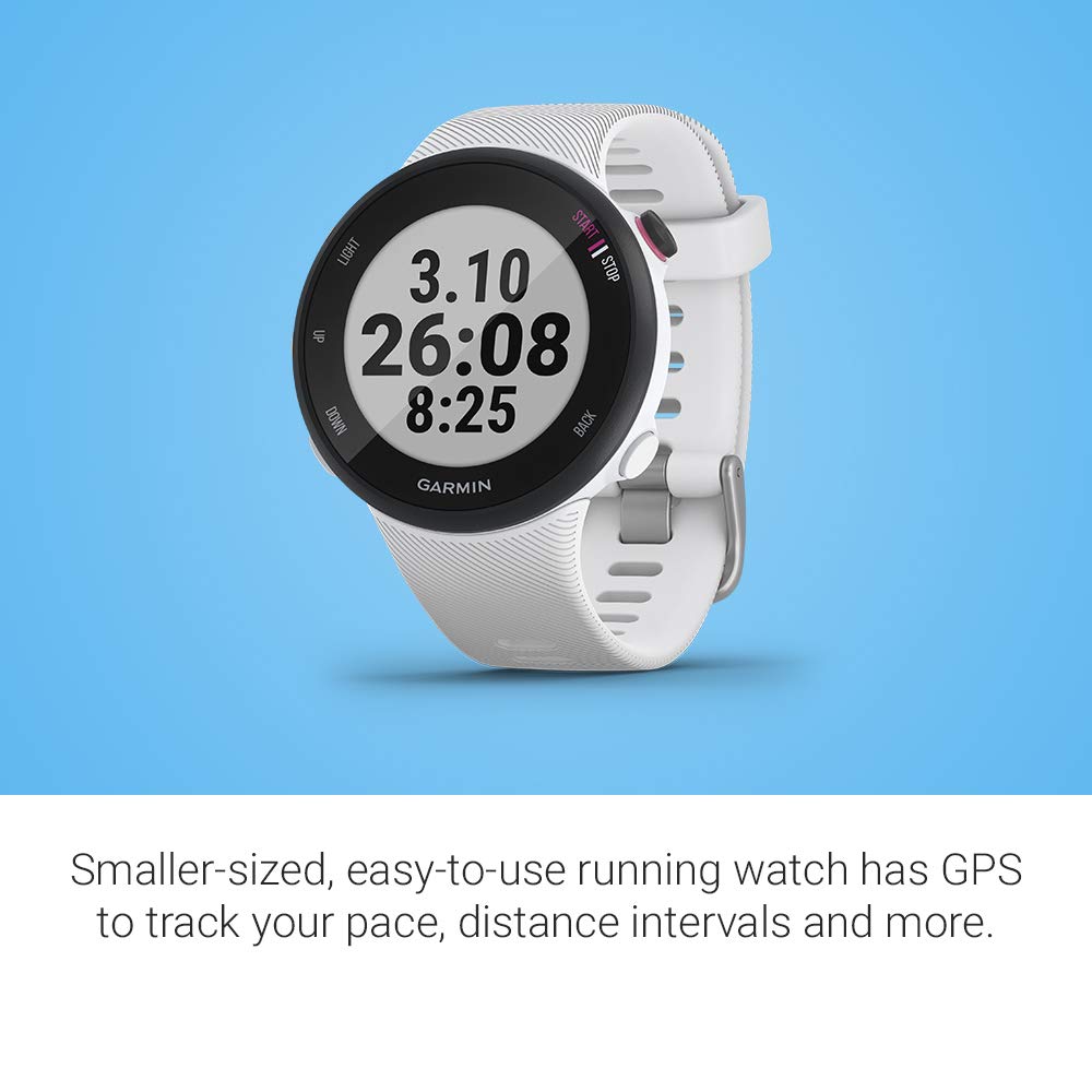 Garmin 010-02156-00 Forerunner 45s, 39MM Easy-to-Use GPS Running Watch with Garmin Coach Free Training Plan Support, White