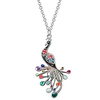 Alloy Crystal Peacock Necklace Bird Pendant For Women Girl Fashion Jewelry Enamel Charm Gift