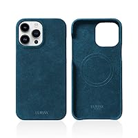 Alcantara Suede Leather Case iPhone 14 Pro Max Prussian Blue Sport - Enhanced Magnet Compatible with MagSafe & Wireless Charging