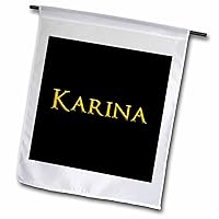 3dRose Karina popular baby girl name in the USA. Yellow on black charm - Flags (fl_354546_1)