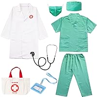 Meland Doctor Costume for Girls - Doctor Dress Up with Coat for Girl Age 3-10 Year Old, Costume for Girls Halloween Role Play