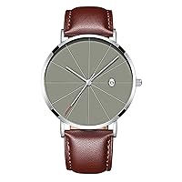 Wrist Watch for Men, Minimalism Analog Quartz Men's Watch with Calenda, Gent's Watch with Leather Strap