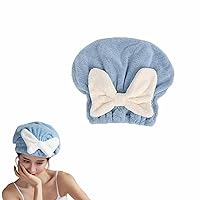 Super Absorbent Hair Towel Wrap for Wet Hair, Microfiber Hair Drying Caps Soft Absorbent Quick Drying Cap for Curly Thick Hair, Fast Drying Hair Turban Wrap Cap for Girls Women (Blue)