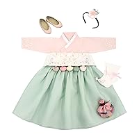 Girl Baby Hanbok First Birthday Party Celebration Korean Traditional Clothing 100th days 1-10 Ages Pink Mint Embroidery DDG09