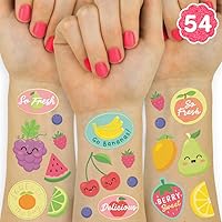 xo, Fetti Fruit Temporary Tattoos - 54 Gold Foil Styles | Summer Kids Birthday Party Supplies, Strawberry Picnic Party Favors, Cute Temp Tats, Rainbow Arts and Crafts