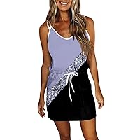 Summer Dresses for Women 2024 Fashion Summer Printed Loose Sleeveless Pocket V-Neck Dress