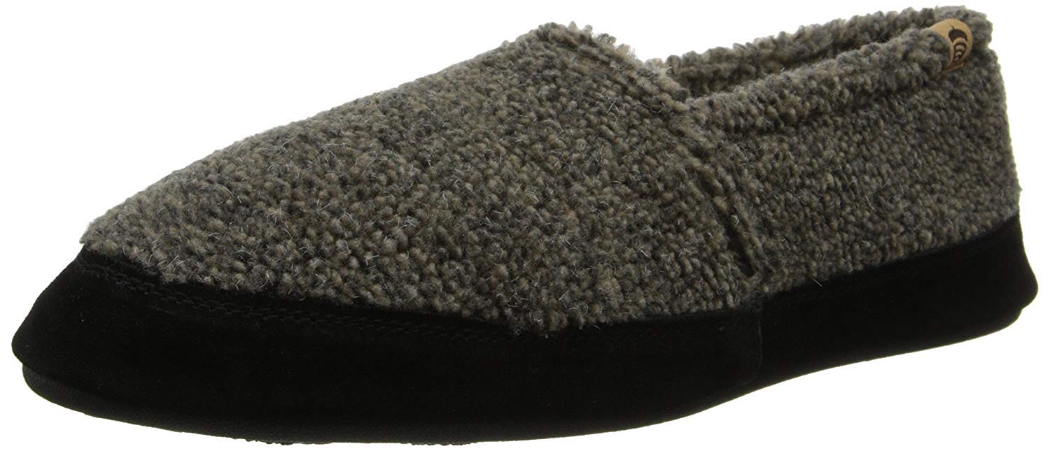 Acorn Men's Slippers with Memory Foam Insole Suede Sidewall and Rubber Outsole