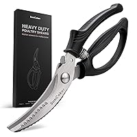 Poultry Shears, Heavy Duty Kitchen Shears With Anti-Slip Handle & Safety Lock, Poultry Scissors for Meat, Chicken, Bone,Turkey, Fish, Spring Loaded, Dishwasher Safe (Black)