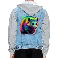 Opossum Men's Denim Jacket - Trendy Jacket With Fleece Hoodie - Cool Jacket for Men