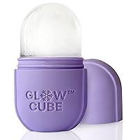 Glow Cube Ice Roller For Face Eyes and Neck To Brighten Skin & Enhance Your Natural Glow/Reusable Facial Treatment to Tighten & Tone Skin & De-Puff The Eye Area (Pastel Purple)
