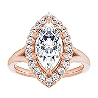 2 CT Marquise Cut Moissanite Engagement Rings for Women Wedding Bridal Ring Set 925 10K 14K 18K Solid Rose Gold Solitaire Halo Eternity Vintage Anniversary Promise Purpose Gift for Her
