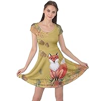 CowCow Womens Plus Size Casual Dresses Fallen Autumn Warm Shades Leaves Cap Sleeve Dress XS-5XL