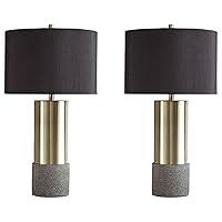 Jacek Modern Contemporary Table Lamp, 2 Count, Gray & Brass Finish