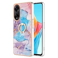 XYX Case Compatible with Oppo A98 5G, Sparkling Marble TPU IMD Bumper Hybrid Protective Phone Cover with 360 Rotating Ring Kickstand for Oppo A98 5G, Blue Milky Way