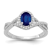 14k White Gold Diamond and Sapphire Ring Size 7 Jewelry Gifts for Women