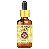 Deve Herbes Pure Papaya Seed Oil (Carica Papaya) with Glass Dropper Cold Pressed 5ml (0.16 oz)