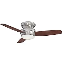 F593L-PW Tradtional Concept 44 Inch Flush Mount Ceiling Fan with Integrated 14W LED Light in Pewter Finish