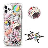 STENES Sparkle Case Compatible with Samsung Galaxy Note 10 Plus - Stylish - 3D Handmade Bling Balloon Candy Ice-Cream Bus Rhinestone Crystal Diamond Design Cover Case - Pink
