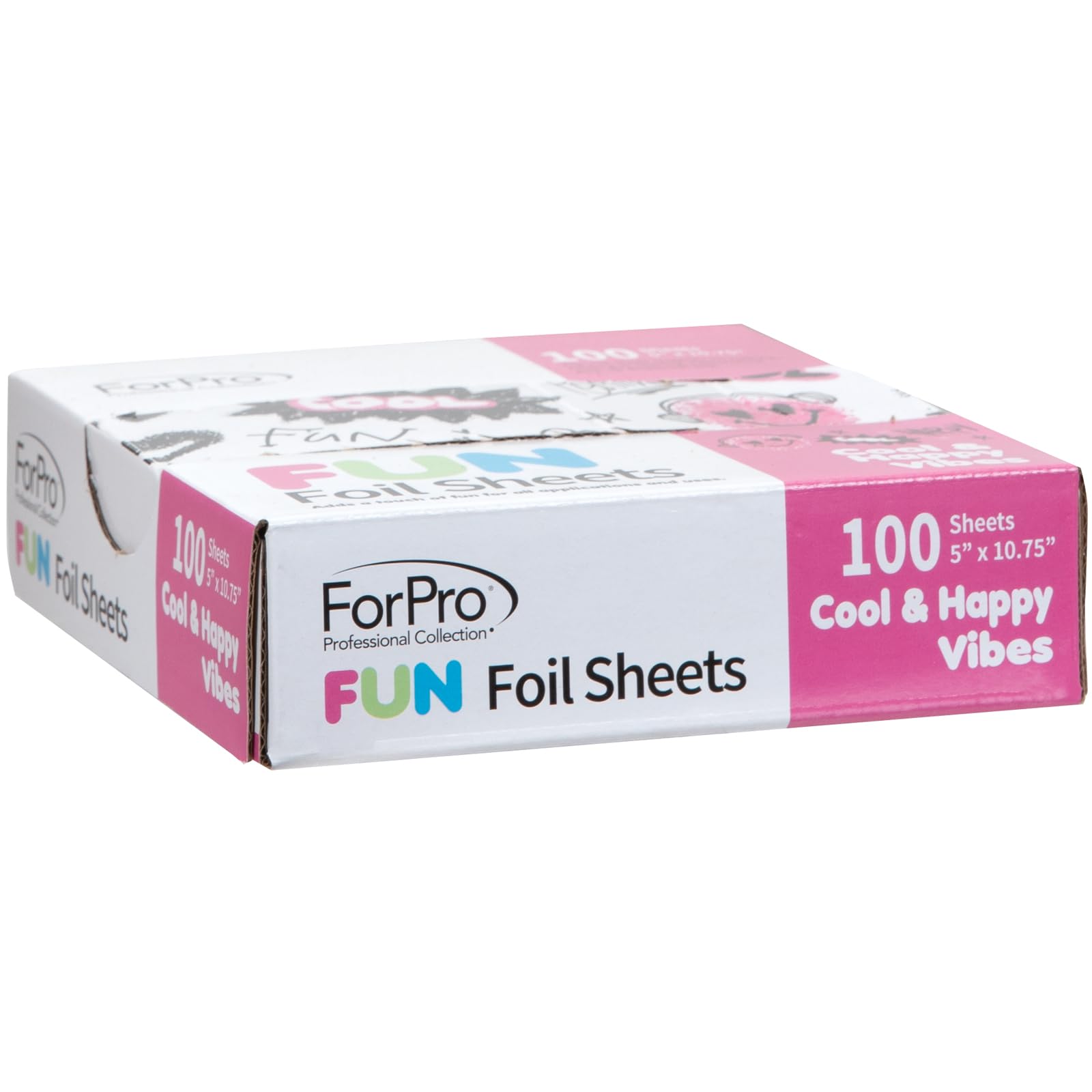 ForPro FUN Cool & Happy Vibes Foil Sheets, Aluminum Foil, Pop-Up Foil Dispenser, Hair Foils for Color Application and Highlighting Services, Food Safe, 5” W x 10.75” L, 100-Count