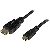 StarTech.com 6ft Mini HDMI to HDMI Cable with Ethernet - 4K 30Hz High Speed Mini HDMI to HDMI Adapter Cable - Mini HDMI Type-C Device to HDMI Monitor/Display - Durable Video Converter Cord (HDMIACMM6)
