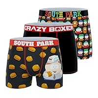 CRAZYBOXER Men's Underwear South Park Stretch Non-slip waistband Boxer Brief Comfortable (3 PACK)