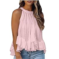 Sleeveless White Tank Tops for Women, Summer Sexy Halter Vest Shirts, Fashion Crewneck Casual Soft Blouse Tee, Pink, L, A02#pink