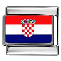 Croatia Croatian Flag Photo Italian 9mm Charm PC042 Fits Traditional Classic
