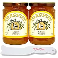 Wyked Yummy Ginger Preserve Bundle with Two 12 oz Jars of Trappist Ginger Preserve and 1 Plastic Spreader and Jar Scraper