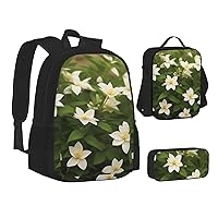 Flower Clematis Three-Piece Backpack Set With Pocket Backpack Cross-Body Lunch Bag Pen Bag For Travel Daypack