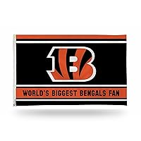 Rico Industries NFL Cincinnati Bengals World's Biggest Fan 3' x 5' Banner Flag 3' x 5' Banner Flag Single Sided - Indoor or Outdoor - Home Décor