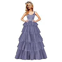 Ruffles Layers Tulle Prom Dresses Long Satin Ball Gowns Tiered Wedding Dress Tank Top Formal Evening Gowns 2024