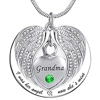 weikui Grandma Angel Wing Urn Necklace for Ashes Mom Dad Grandma Cremation Jewelry Keepsake Memorial Pendant, I Was His/Her Angel Now He's/She's Mine