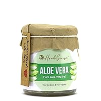 Herbsense Pure Aloe Vera Gel, Hydrating, Moisturizing & Non-Sticky Gel For Skin & Hair,Glass Jar Pack of 1,180gm